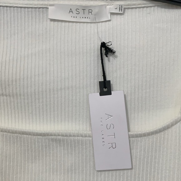 ASTR The Label ribbed square neck long sleeve bodysuit Ivory White - Picture 8 of 9